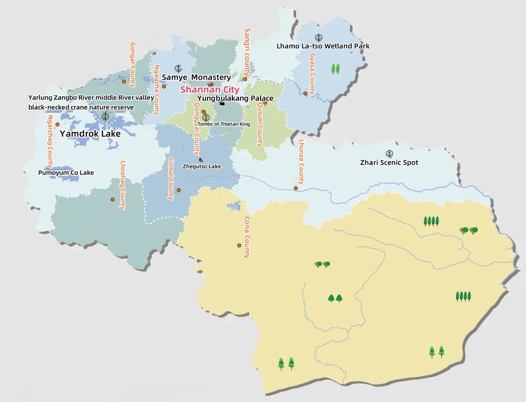 Shannan Tourism Map