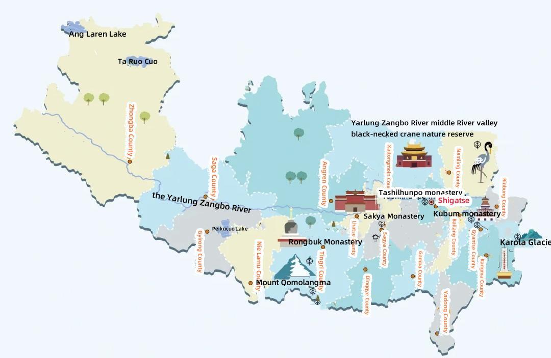 Shigatse Tourism Map